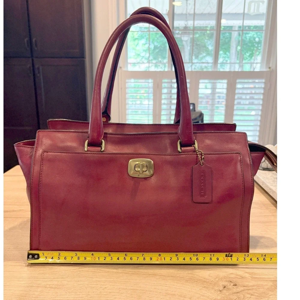 Coach Madison Satchel Magenta Pink Leather Handbag 25359 Brass Hardware
